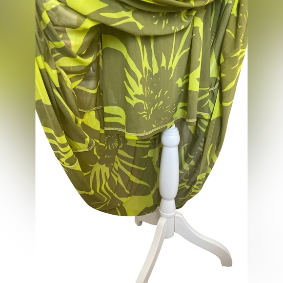 Cabi Tie Front Green Tropical Print Mesh Maxi Dress Small - Picture 7 of 11